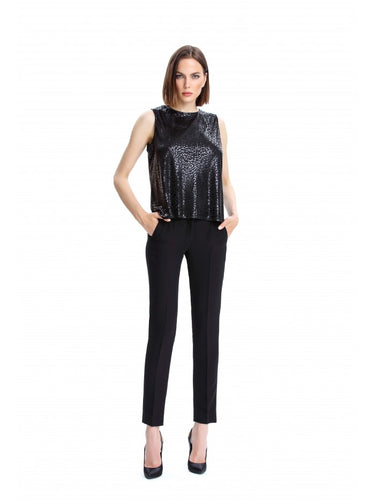 Shiny Sleeveless Black Blouse