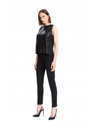 Shiny Sleeveless Black Blouse