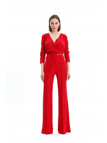 Wide-Leg Red Trousers
