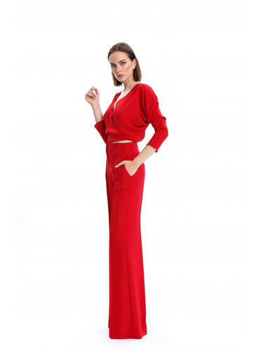 Wide-Leg Red Trousers