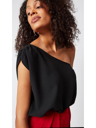 One-Shoulder Black Blouse