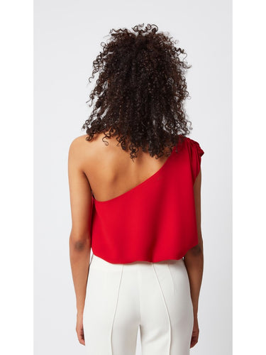 One-Shoulder Red Blouse