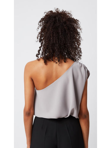 One-Shoulder Stone-Colored Blouse