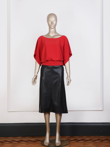 Red Batwing Sleeve Blouse
