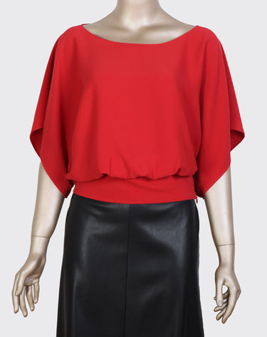Red Batwing Sleeve Blouse