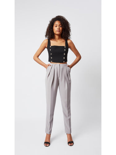 Pleated Stone-Colored Trousers