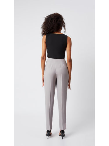Pleated Stone-Colored Trousers
