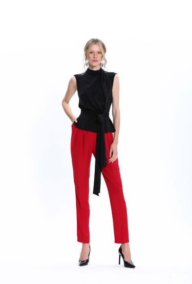 Pleated Red Trousers
