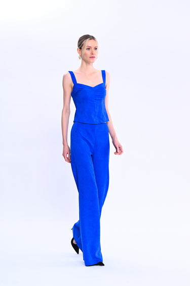 Wide Leg Saxe Trousers