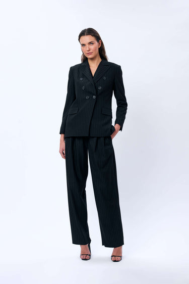 Loose Cut Black Striped Trousers