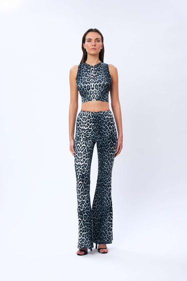 Leopard Patterned Bell-bottom Trousers