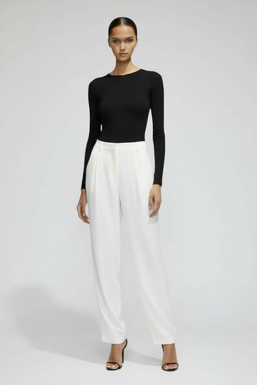 Pleated Off-White Draped Trousers