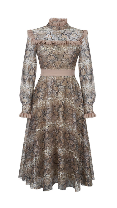 Patterned Ruffled Dress
