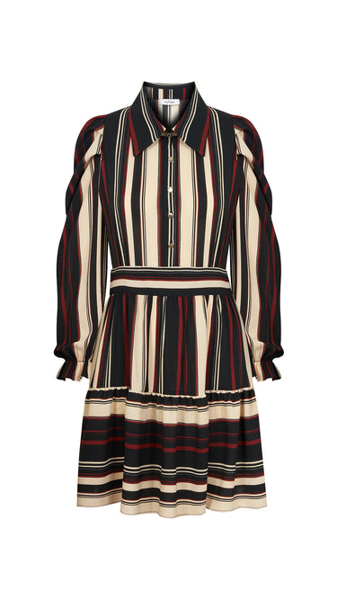 Striped Shirt Collar Dress
