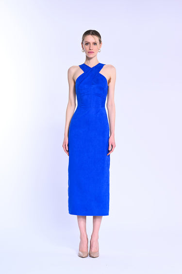Crisscross Neck Midi Dress