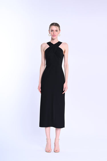 Crisscross Neck Midi Dress