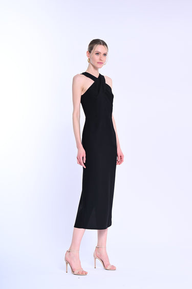 Crisscross Neck Midi Dress