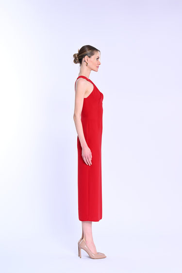 Crisscross Neck Midi Dress