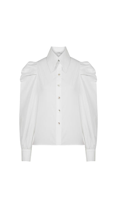 White Balloon Sleeve Shirt