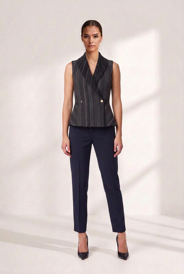 Striped Shawl Collar Vest