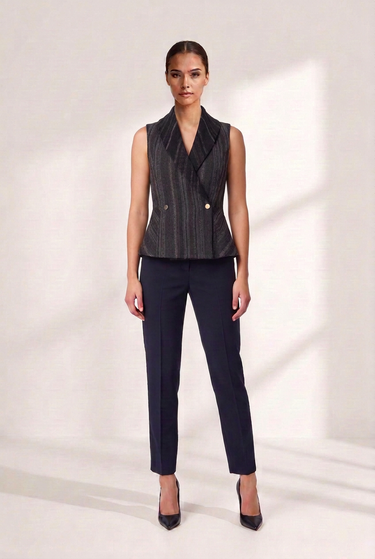 Striped Shawl Collar Vest