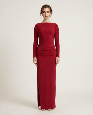 Boat Neck Evening Dress