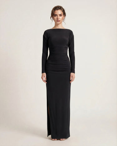 Boat Neck Evening Dress