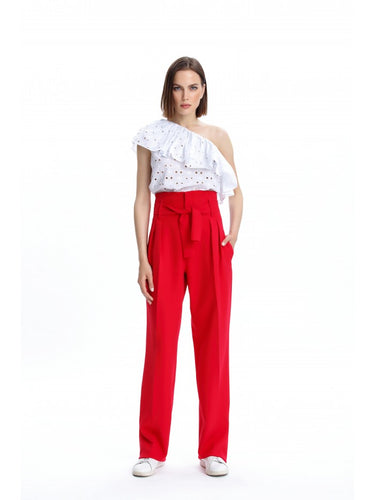 One-Shoulder White Blouse