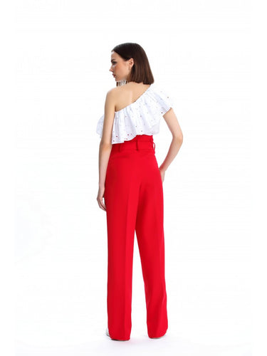 One-Shoulder White Blouse