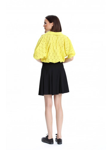 Yellow Blouse with Oversize Collar