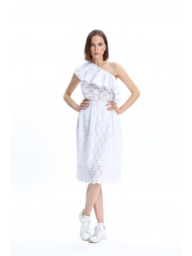 Beli Büzgülü Beyaz Etek