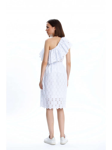 Beli Büzgülü Beyaz Etek