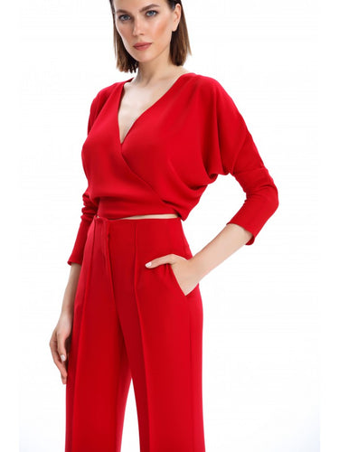 Kruvaze Kırmızı Bluz