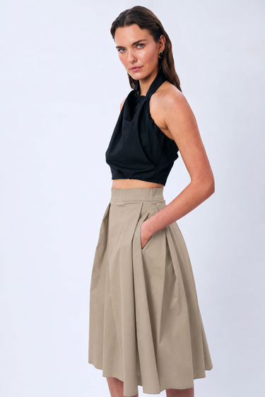 Pleated Cashmere Skirt