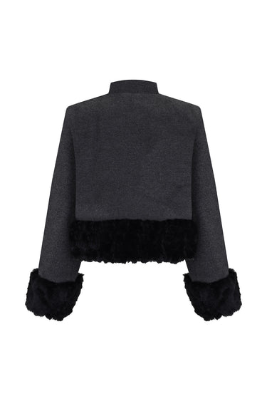 Kürk Detaylı Kaşe Ceket