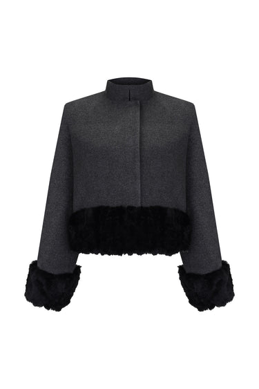 Kürk Detaylı Kaşe Ceket