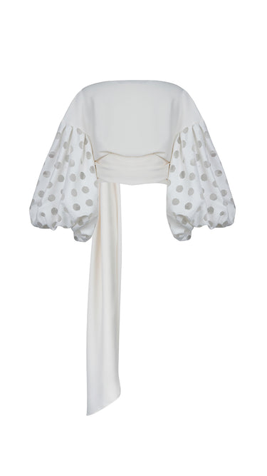 Wrap-around Blouse with Balloon Sleeves