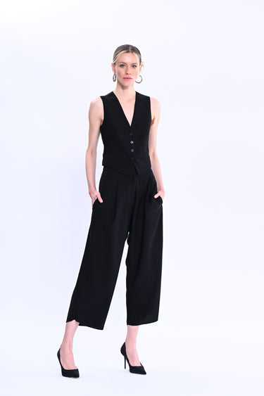 Siyah Önden Düğmeli Yelek