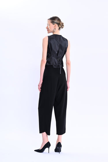 Siyah Önden Düğmeli Yelek