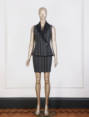 Çizgili Şal Yaka Yelek