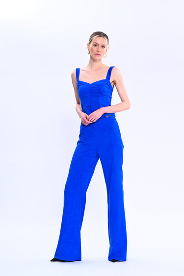 Wide Leg Saxe Trousers