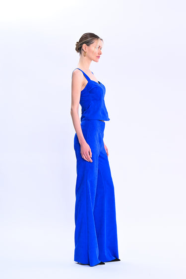 Wide Leg Saxe Trousers