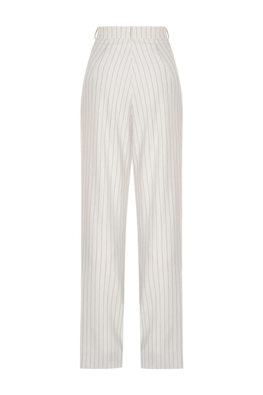 Bol Kesim Beyaz Çizgili Pantolon