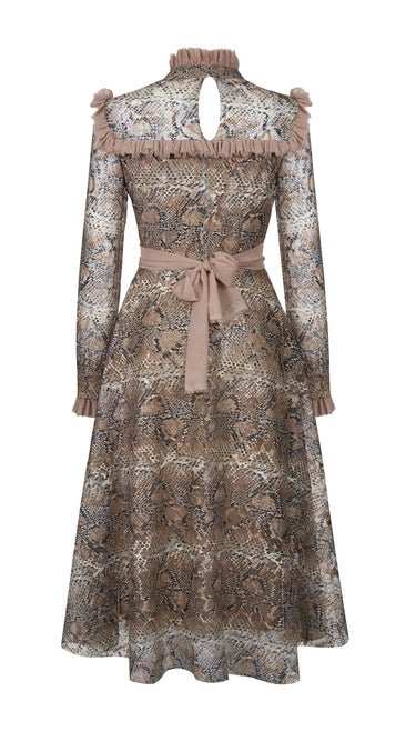 Patterned Ruffled Dress