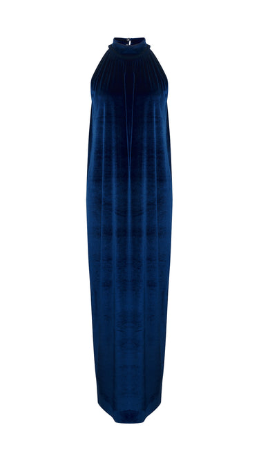 Velvet Dress with Gathered Neckline
