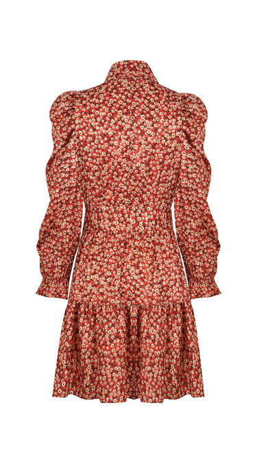 Floral Print Shirt Collar Dress