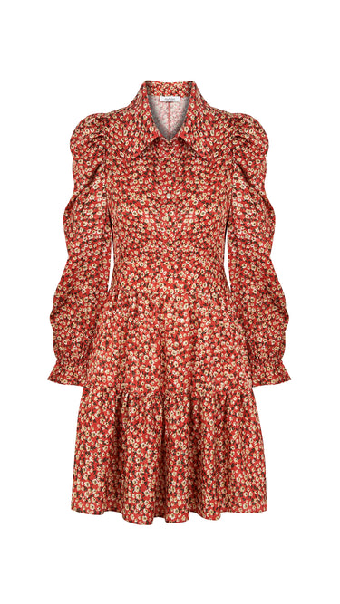 Floral Print Shirt Collar Dress