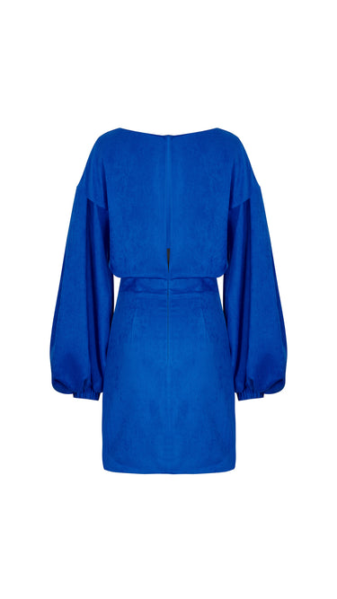 Waistband Corseted Balloon Sleeve Dress