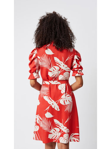 Off-white Leaf Patterned Shirt Dress