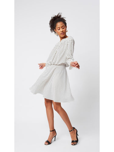 Boat Neck Polka Dot Dress